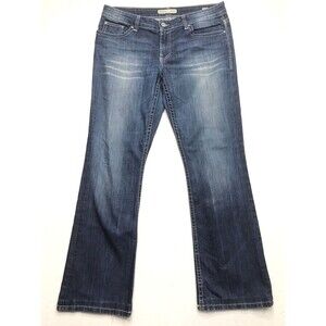 BKE DAKOTA Bootcut Jeans Women 31R (36x31) Whisker Blue Stretch Denim Boho Retro
